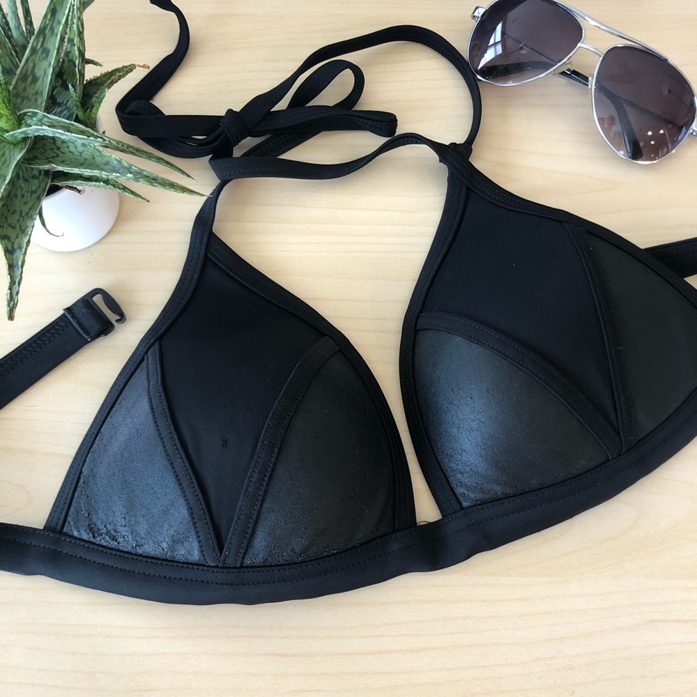 Victoria’s Secret PINK BLACK FAUX LEATHER BIKINI
